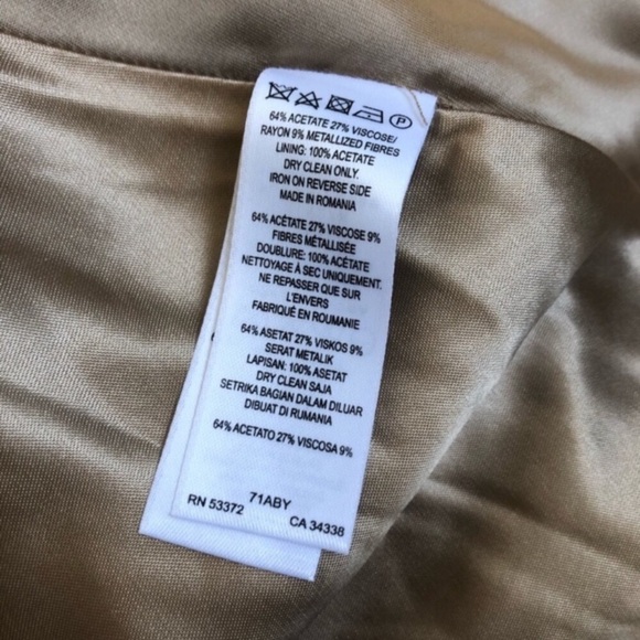 French Connection Blousy Bloom Gold Cap Sleeve Fit n Flare Jacquard Dress NWT 12 - Picture 8 of 9